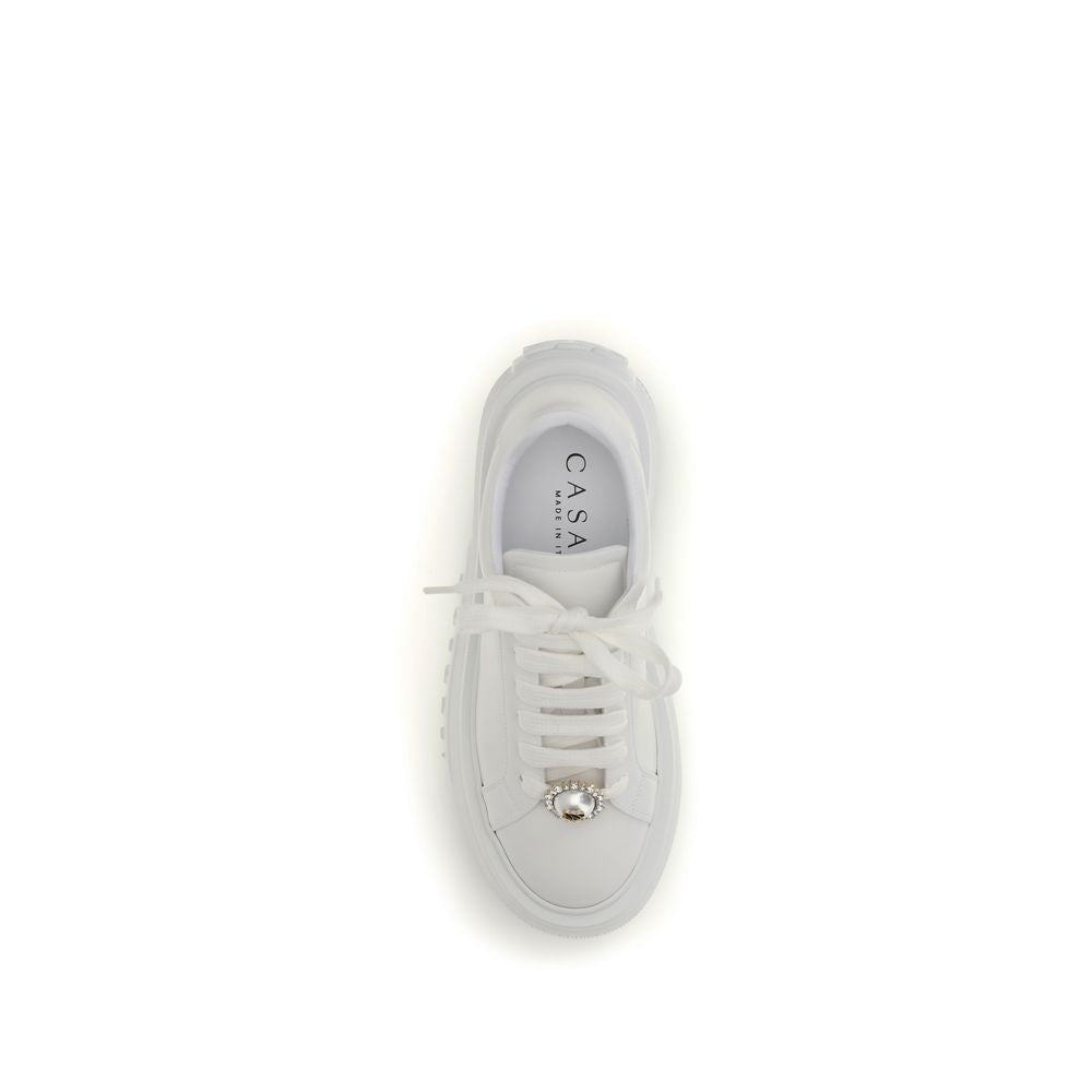 Casadei White Rubber Platform Sneakers
