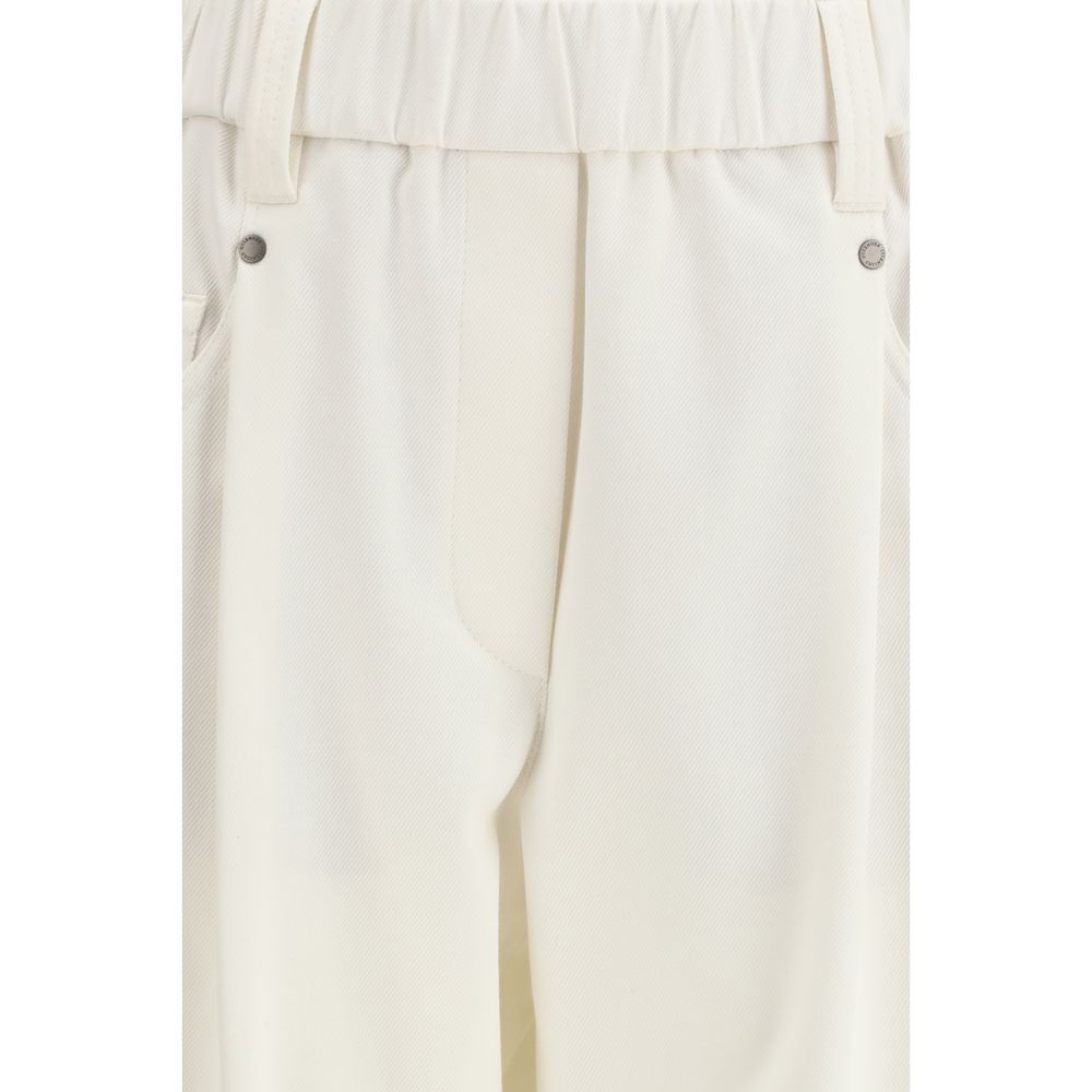 Brunello Cucinelli White Cotton Pants