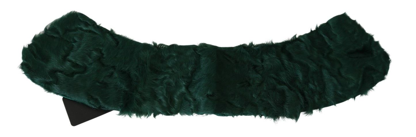 Dolce & Gabbana Elegant Lambskin Fur Scarf in Lush Green - KALAJ