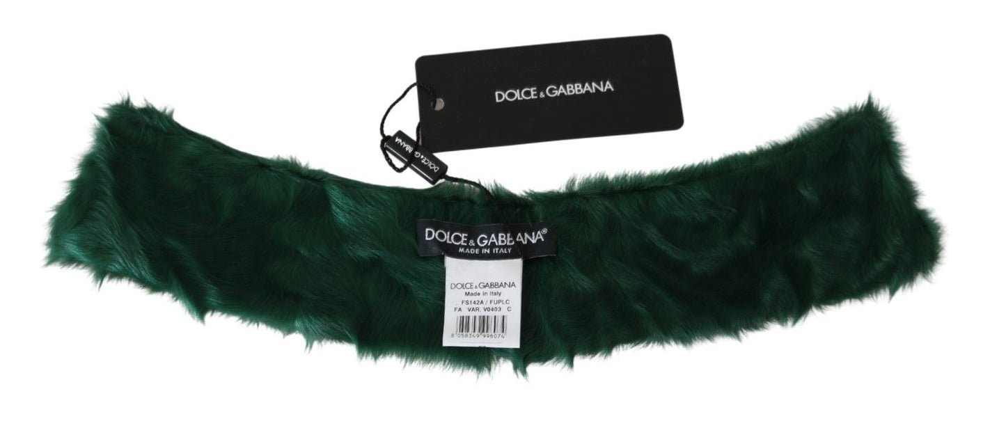 Dolce & Gabbana Luxurious Green Lambskin Scarf for Women - KALAJ
