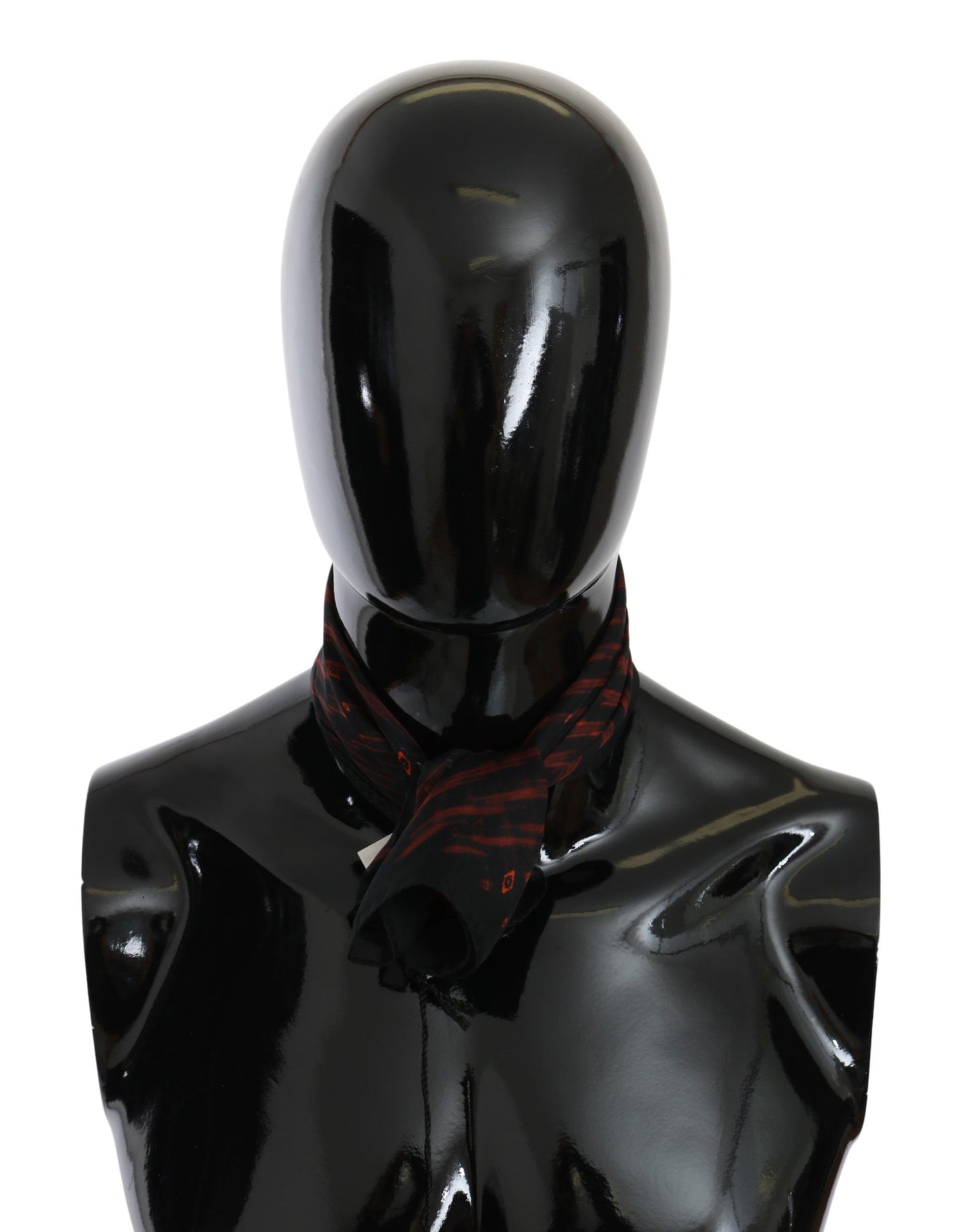 Costume National Elegant Silk Scarf Bandana Hat in Black Orange - KALAJ
