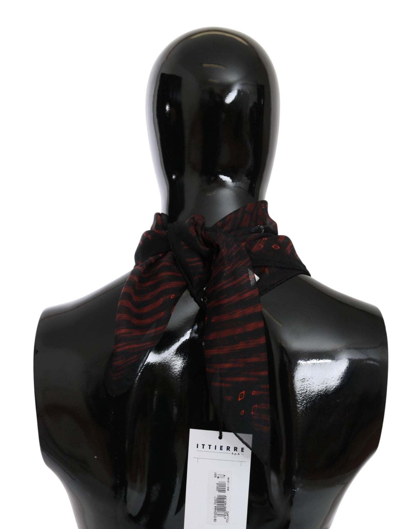 Costume National Elegant Silk Scarf Bandana Hat in Black Orange - KALAJ