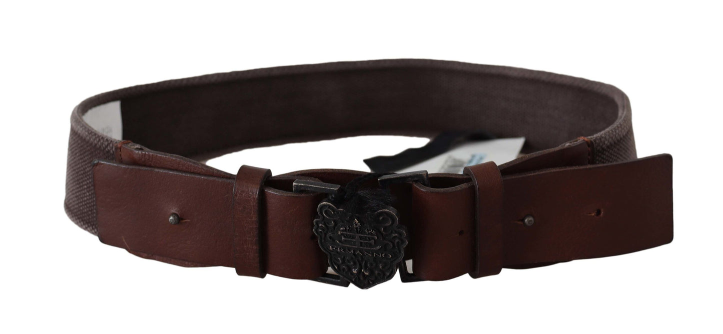 Ermanno Scervino Classic Dark Brown Leather Belt with Logo Buckle - KALAJ