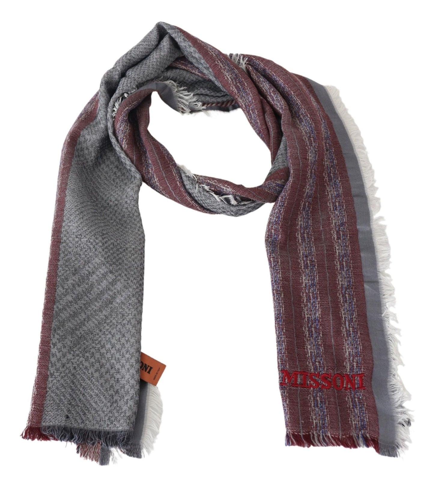 Missoni Elegant Wool Striped Logo Scarf - KALAJ