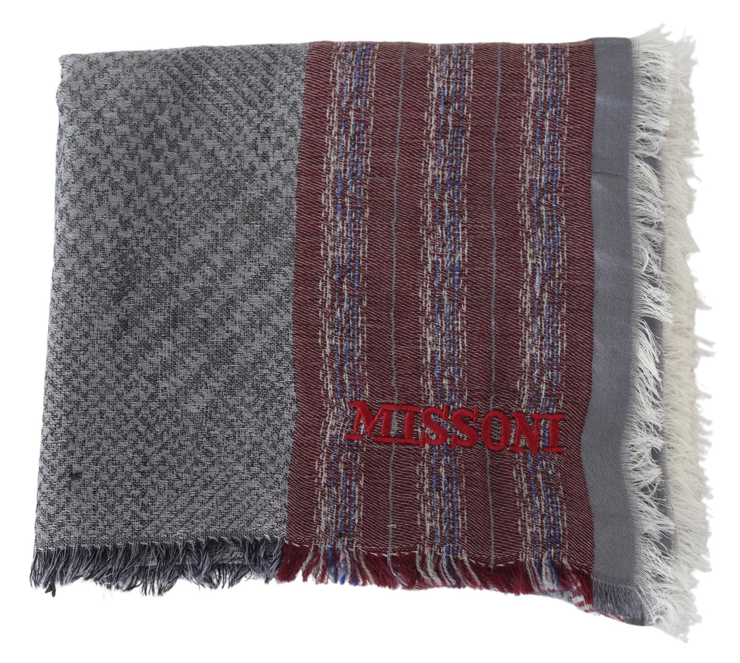 Missoni Elegant Wool Striped Logo Scarf - KALAJ