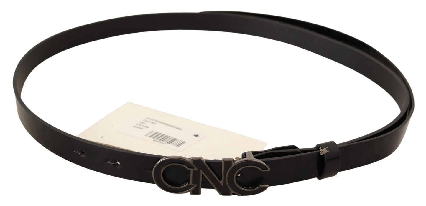 Costume National Elegant Black Leather Fashion Belt - KALAJ