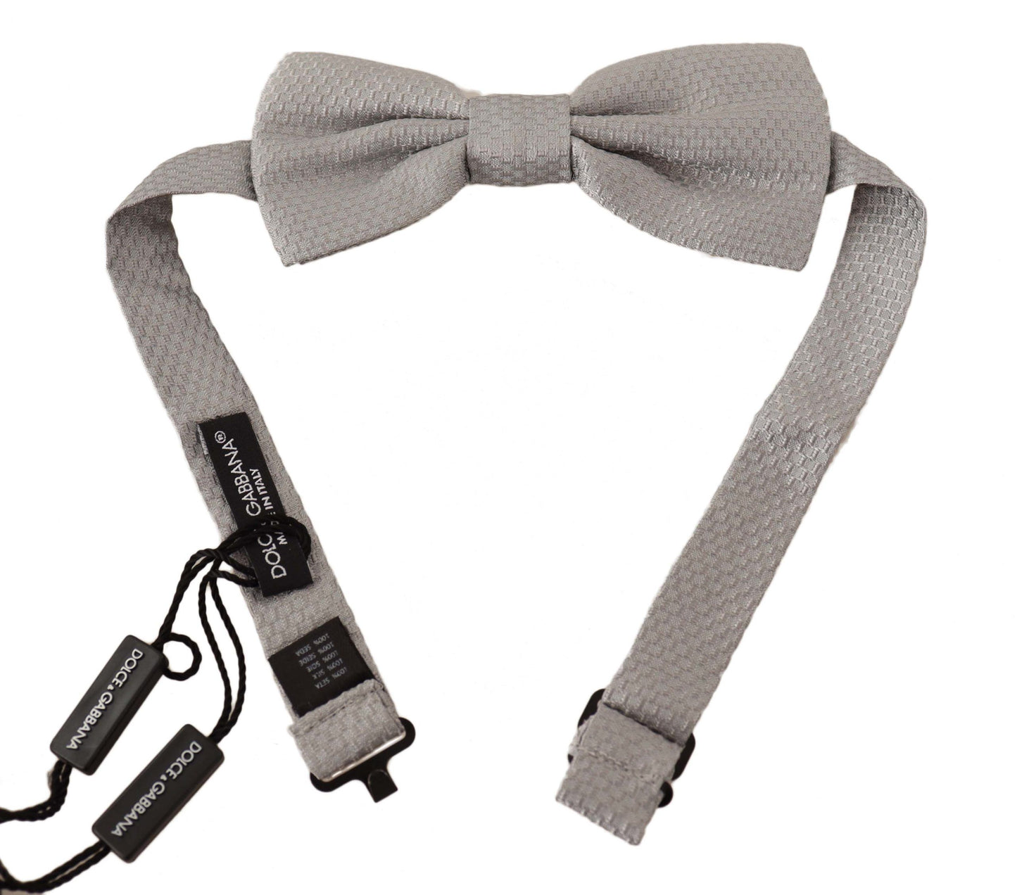 Dolce & Gabbana Elegant Silver Silk Bow Tie - KALAJ