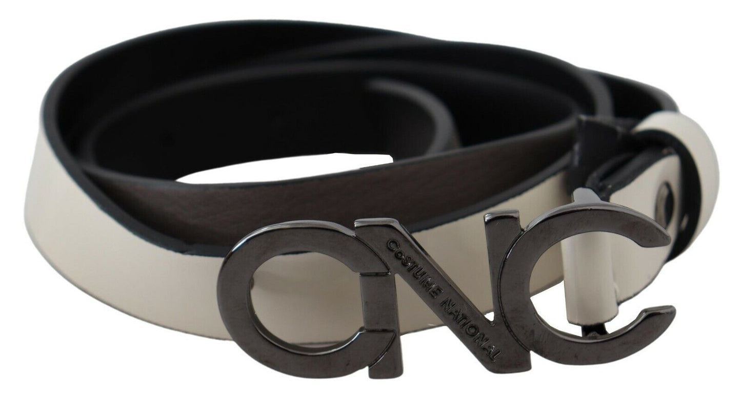 Costume National Elegant White Leather Fashion Belt - KALAJ