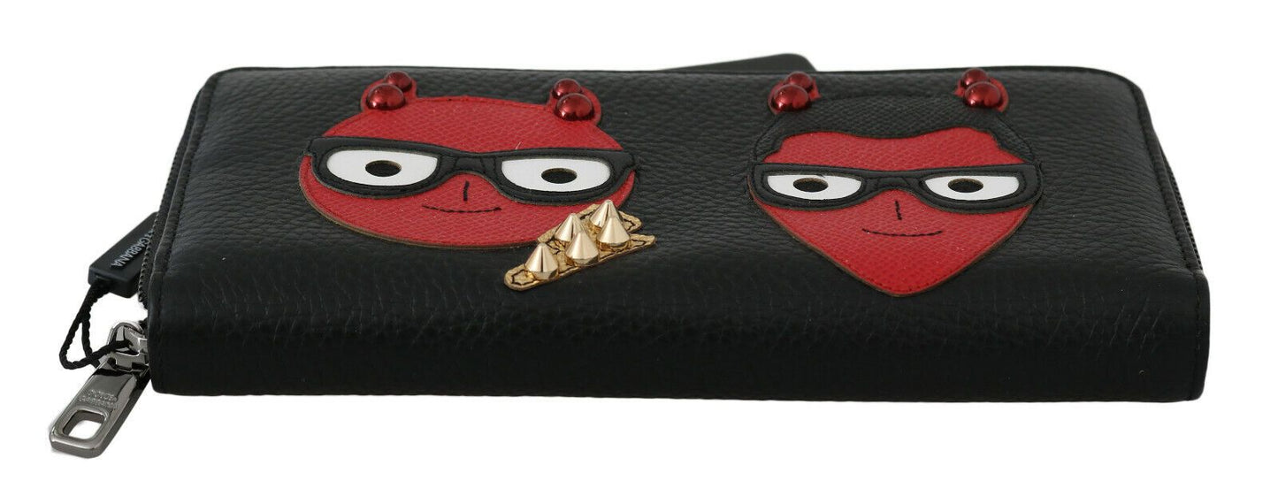 Dolce & Gabbana Chic Black and Red Leather Continental Wallet - KALAJ
