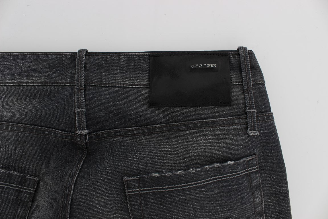 Acht Gray Cotton Regular Low Fit Jeans