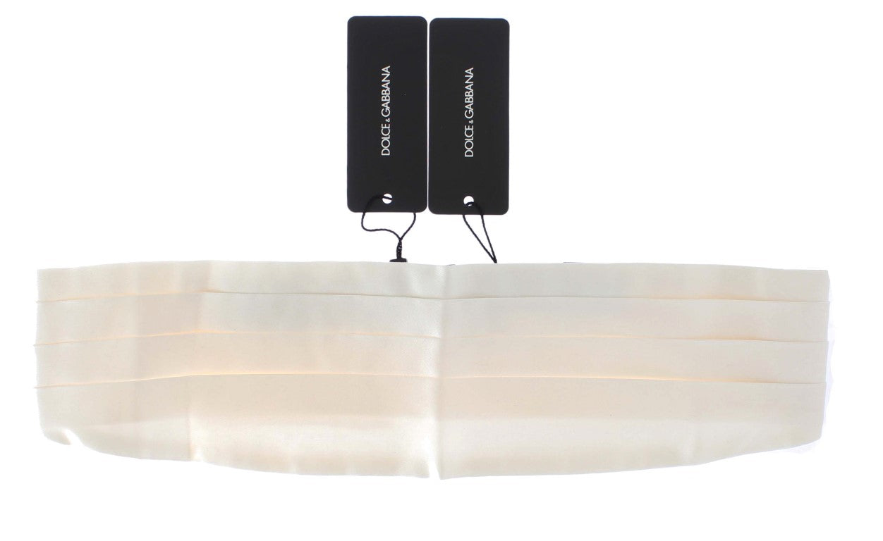Dolce & Gabbana Elegant White Silk Cummerbund - KALAJ