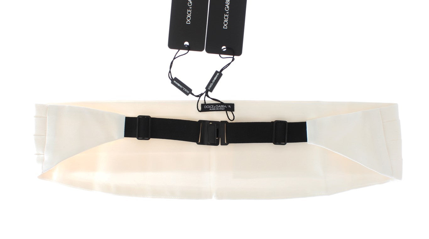 Dolce & Gabbana Elegant White Silk Cummerbund - KALAJ