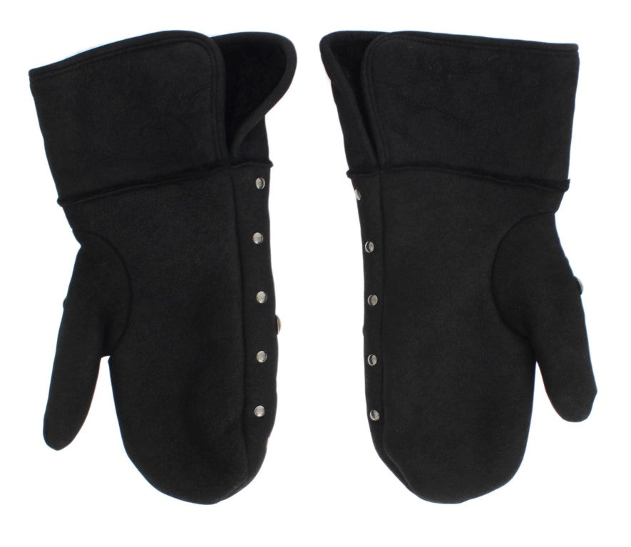 Dolce & Gabbana Elegant Studded Gray Wool Gloves - KALAJ