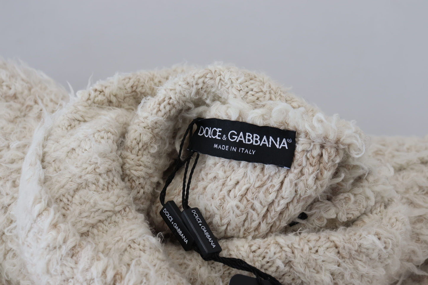 Dolce & Gabbana Cream Wool Knit Turtleneck Pullover Sweater