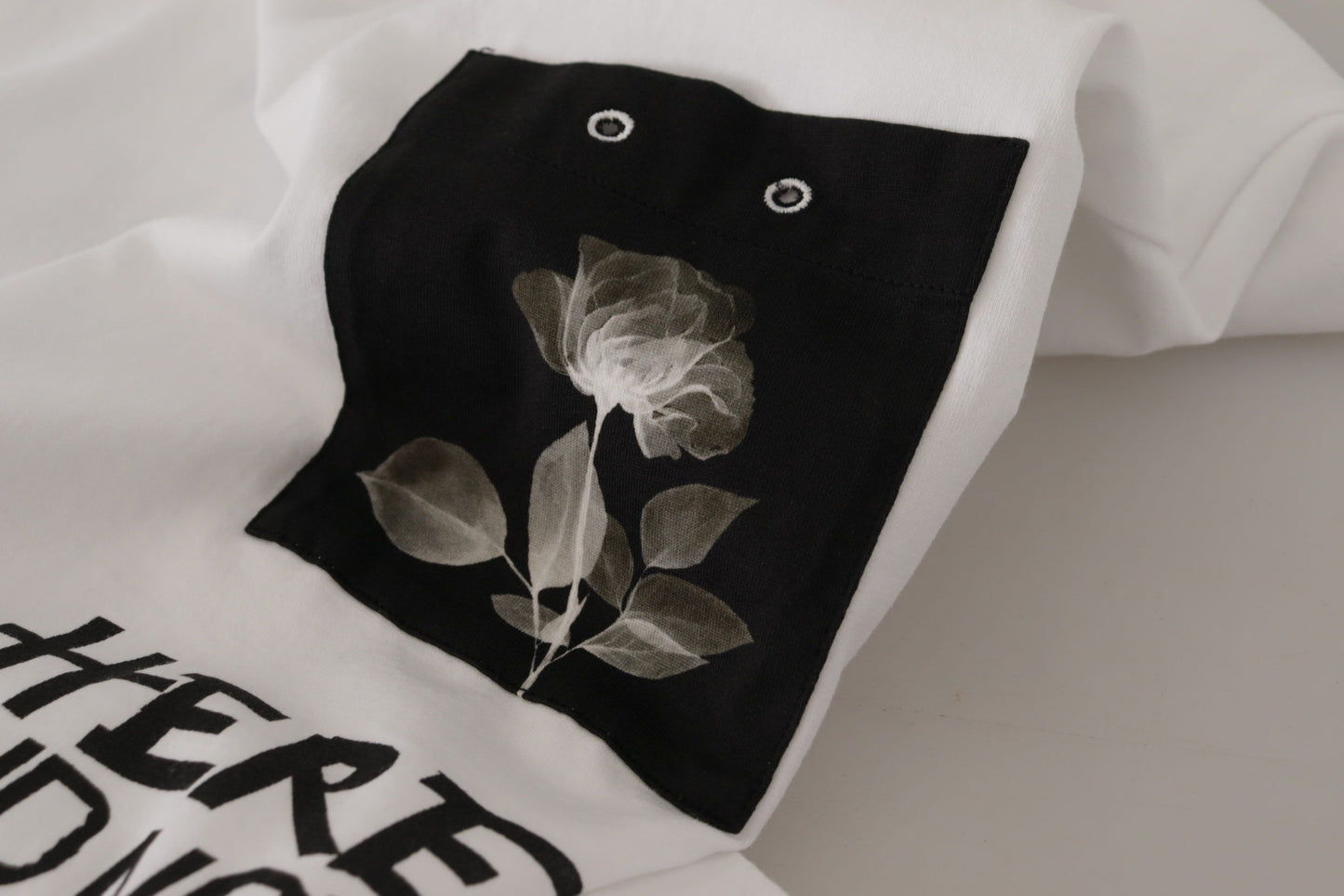 Dolce & Gabbana White Slogan Print Round Neck Cotton T-shirt