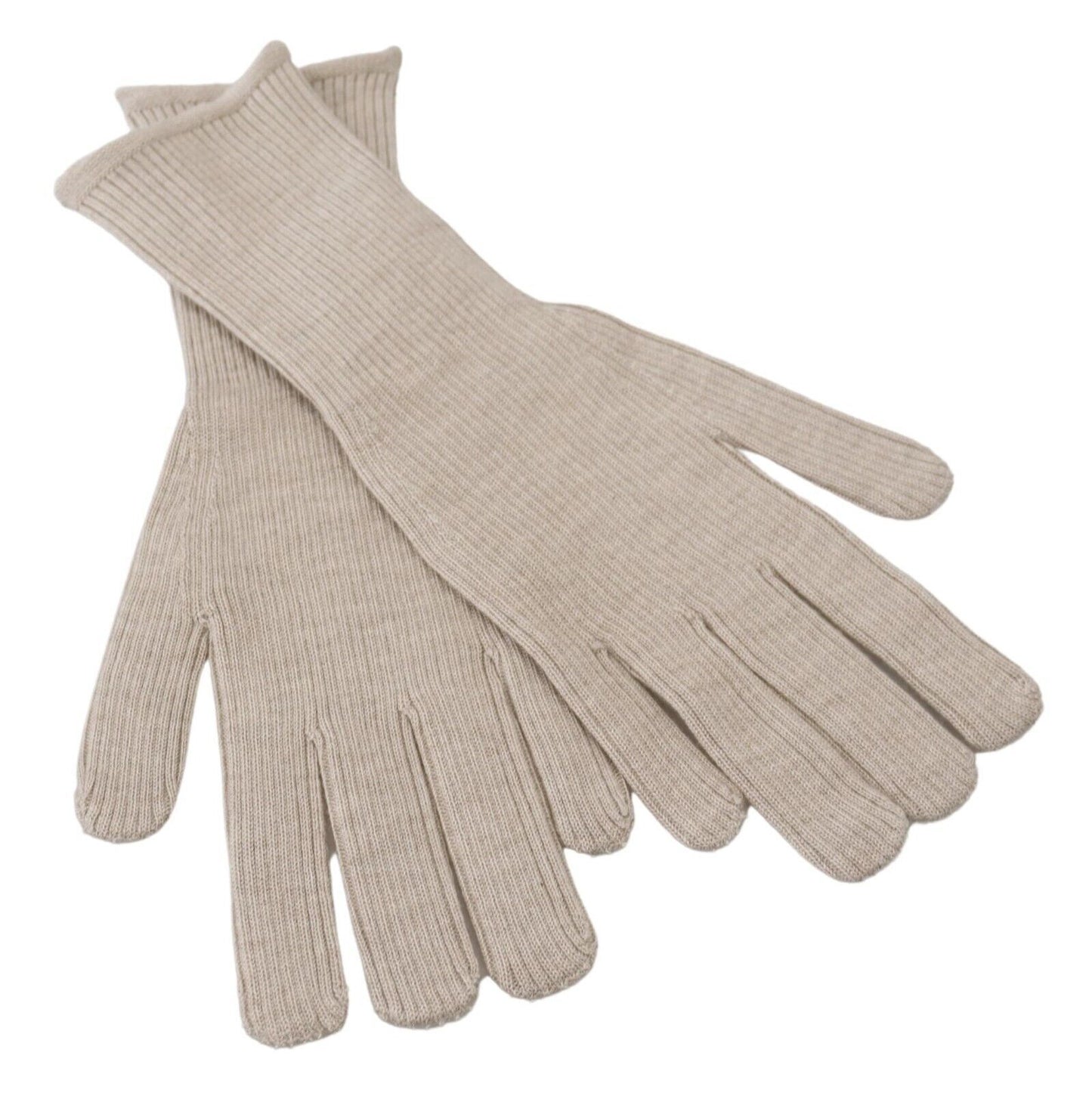 Dolce & Gabbana Elegant Ivory Cashmere-Silk Blend Gloves - KALAJ