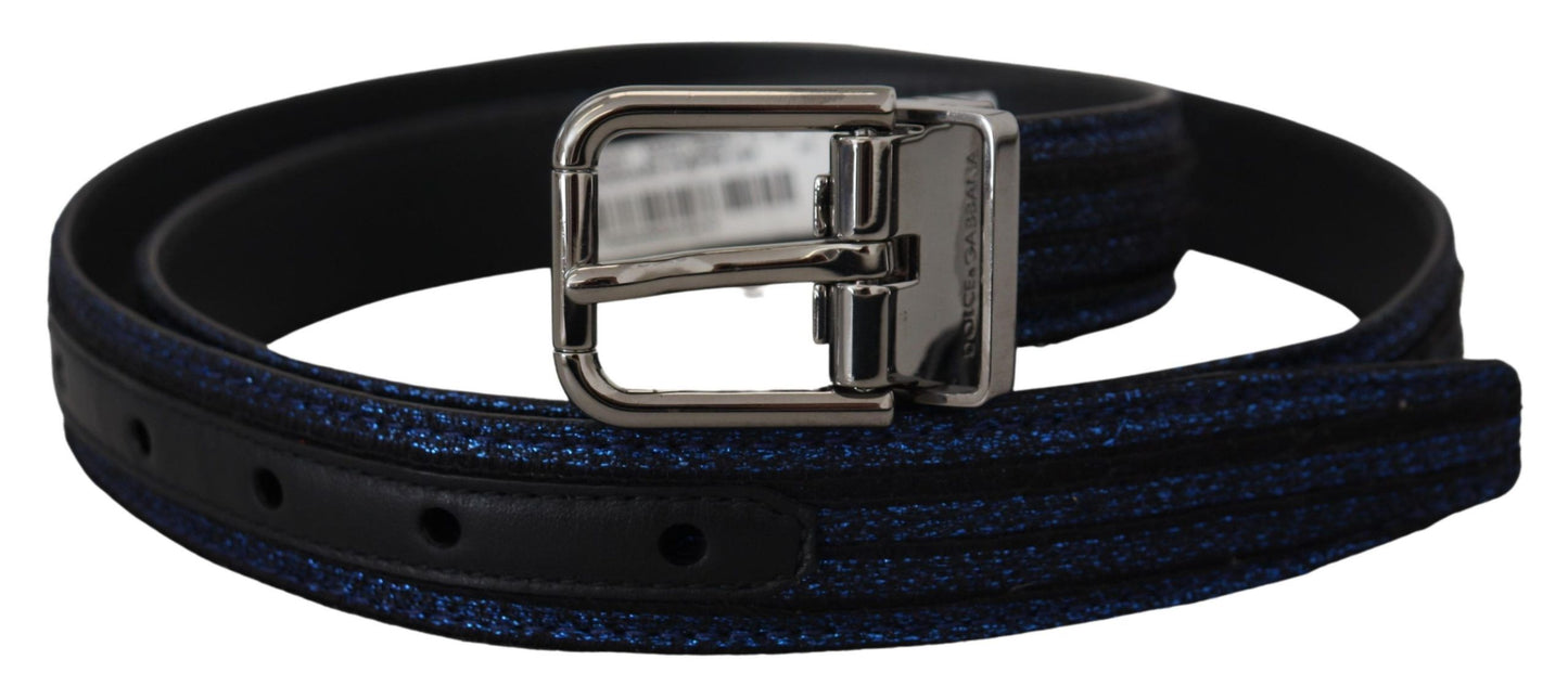 Dolce & Gabbana Elegant Blue Jacquard Leather Belt - KALAJ