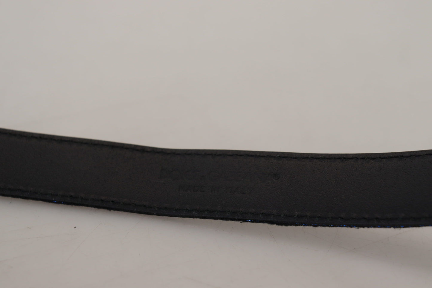 Dolce & Gabbana Elegant Blue Jacquard Leather Belt - KALAJ
