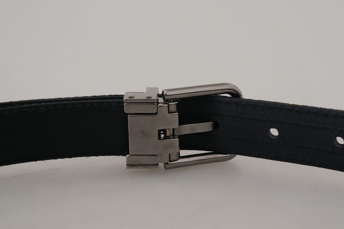 Dolce & Gabbana Elegant Blue Jacquard Leather Belt - KALAJ