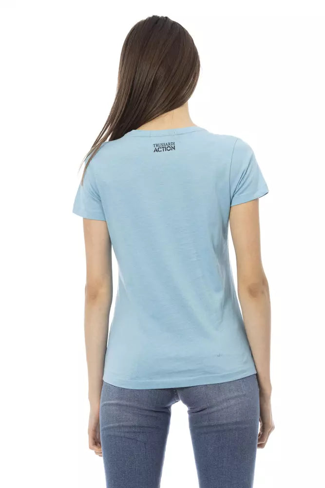 Trussardi Action Light Blue Cotton T-Shirt