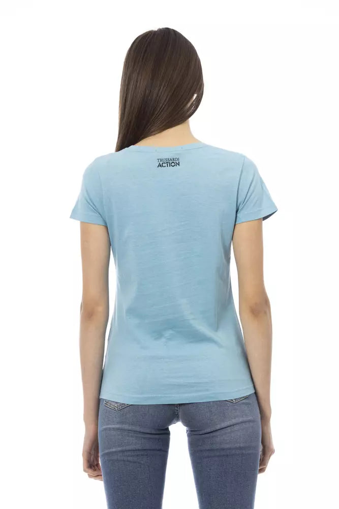Trussardi Action Light Blue Cotton T-Shirt