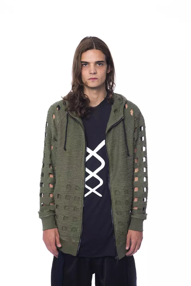 Nicolo Tonetto Army Cotton Men Sweater with Hood and Zip Closure