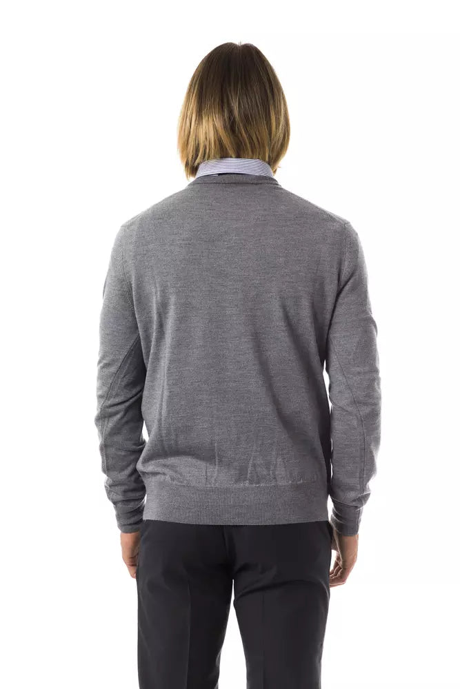 Uominitaliani Gray Merino Wool Sweater