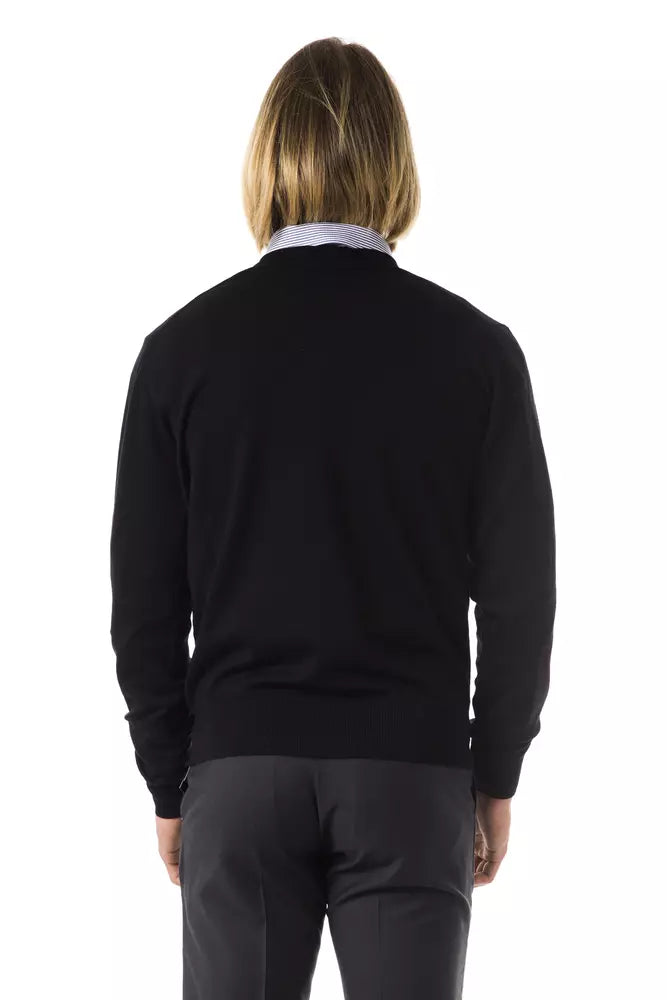 Uominitaliani Black Merino Wool Sweater