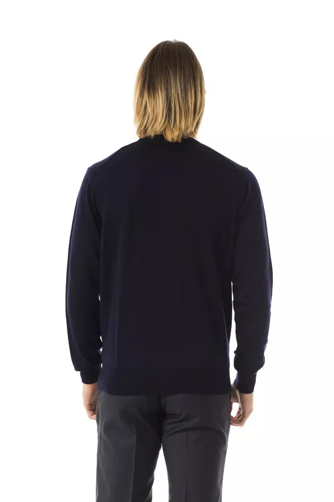 Uominitaliani Blue Merino Wool Sweater
