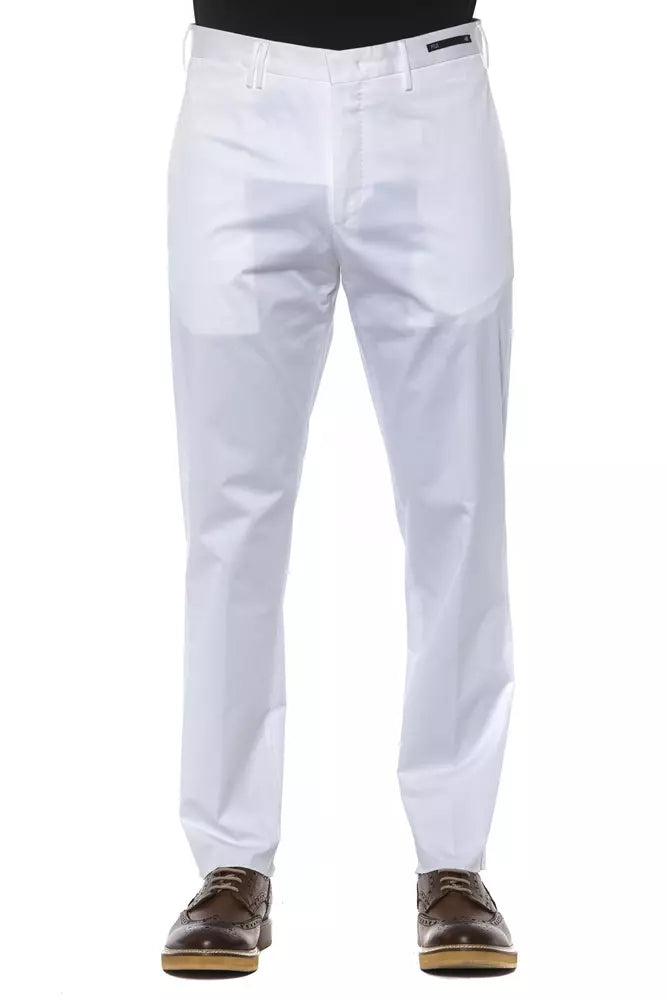 PT Torino White Cotton Men's Trousers