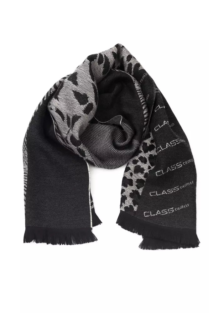 Cavalli Class Black Wool Men Scarf - KALAJ