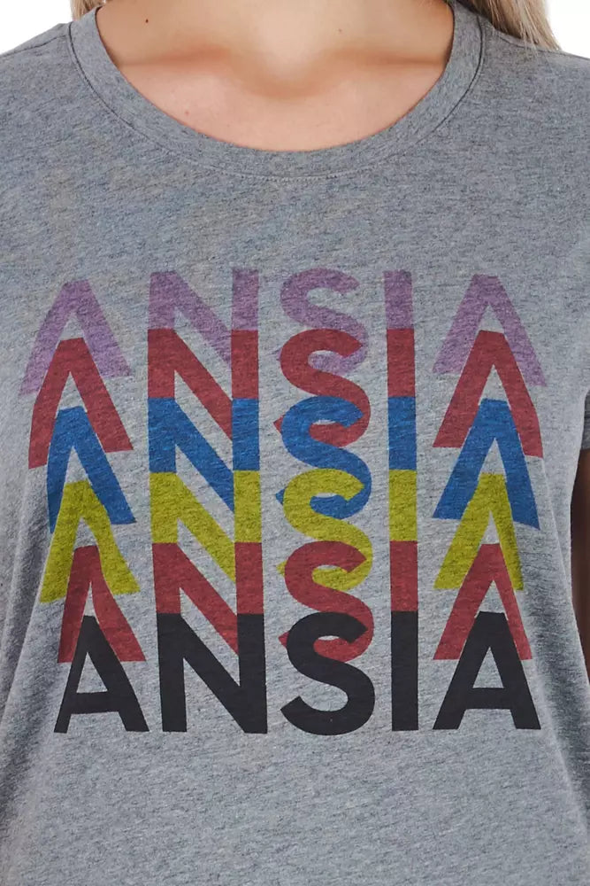 Frankie Morello Gray Cotton T-Shirt