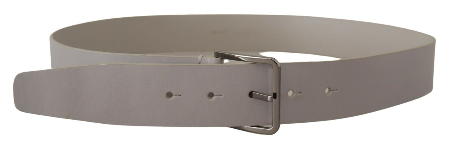 Dolce & Gabbana Elegant White Vitello Leather Belt - KALAJ