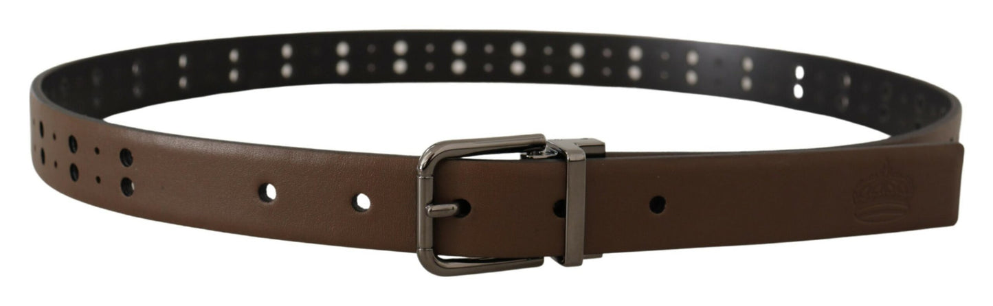 Dolce & Gabbana Elegant Leather Belt with Metal Buckle - KALAJ