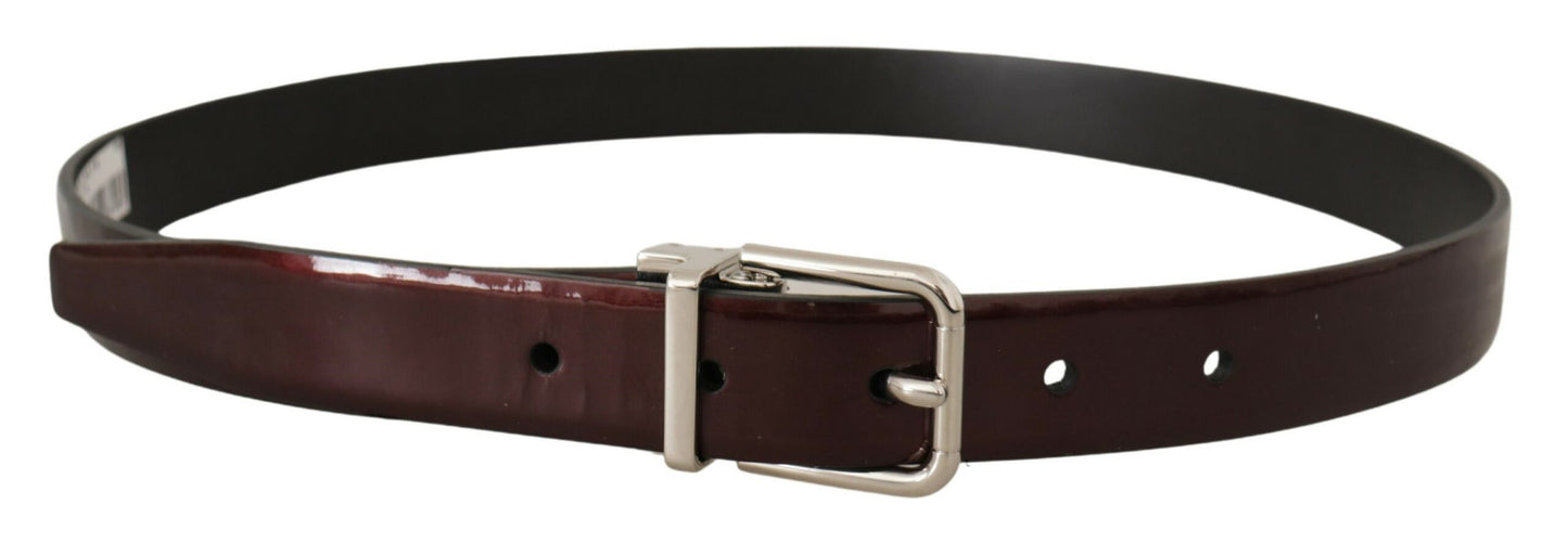 Dolce & Gabbana Elegant Dark Brown Patent Leather Belt - KALAJ