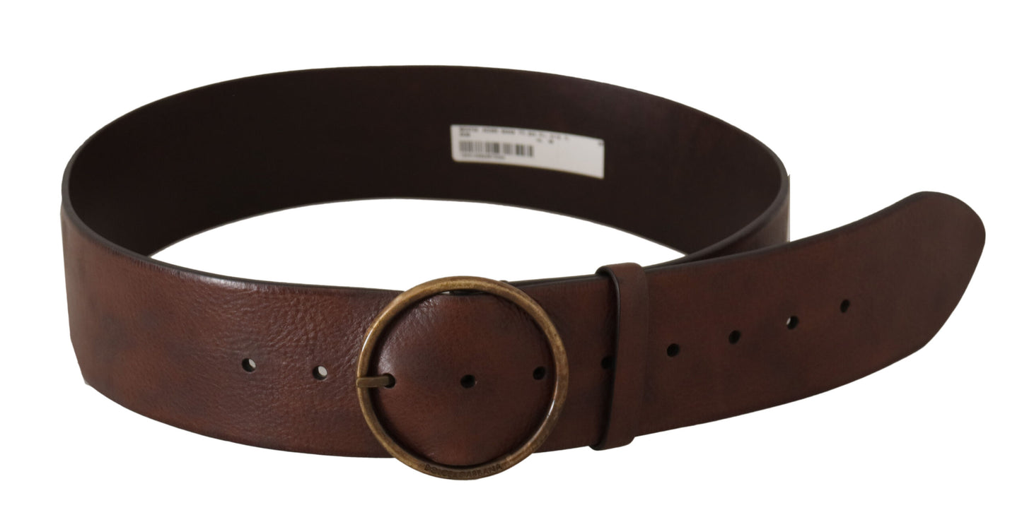 Dolce & Gabbana Elegant Leather Belt with Engraved Buckle - KALAJ