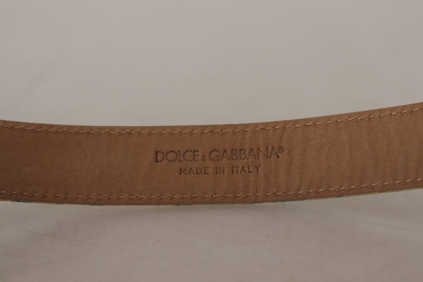 Dolce & Gabbana Elegant Light Blue Leather Belt with Gold Buckle - KALAJ