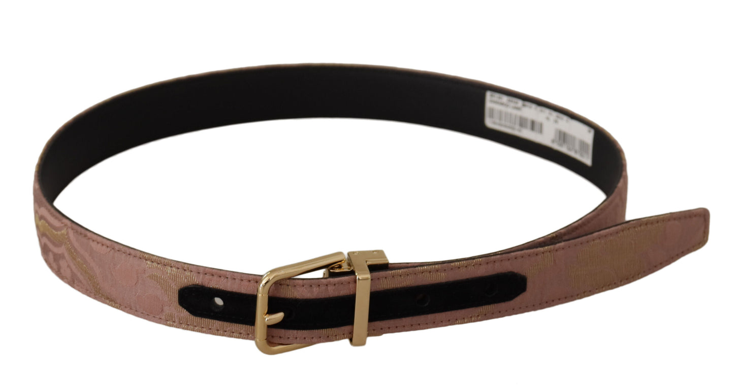 Dolce & Gabbana Chic Rose Pink Leather Belt with Logo Buckle - KALAJ