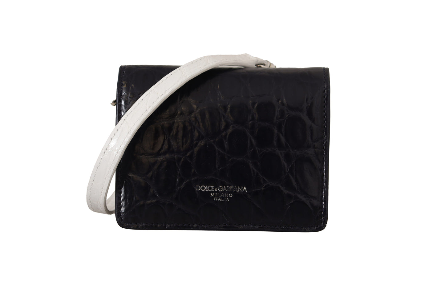 Dolce & Gabbana Blue Exotic Leather Bifold Wallet with Strap - KALAJ