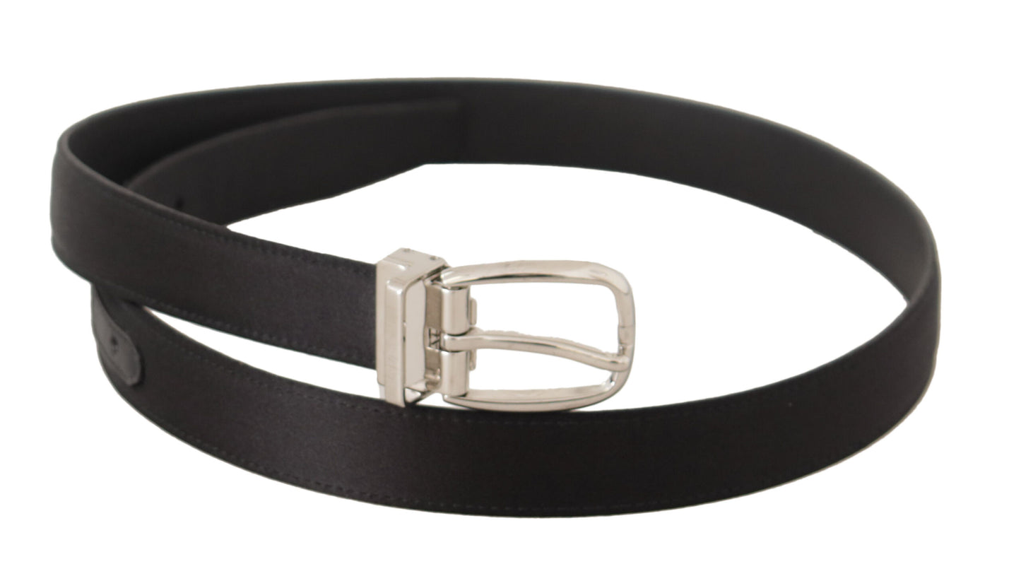 Dolce & Gabbana Elegant Black Leather-Canvas Designer Belt - KALAJ