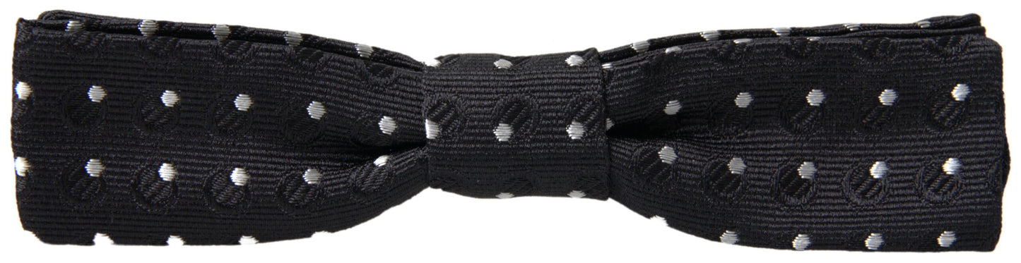 Dolce & Gabbana Elegant Silk Black Bow Tie with Signature Clasp - KALAJ