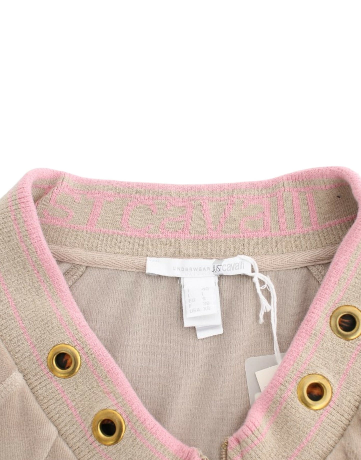 Cavalli Beige velvet zipup sweater