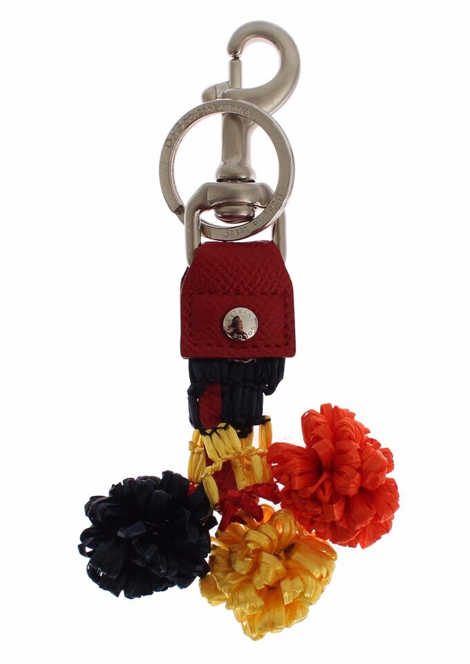 Dolce & Gabbana Multicolor Sicily Raffia Leather Keychain - KALAJ