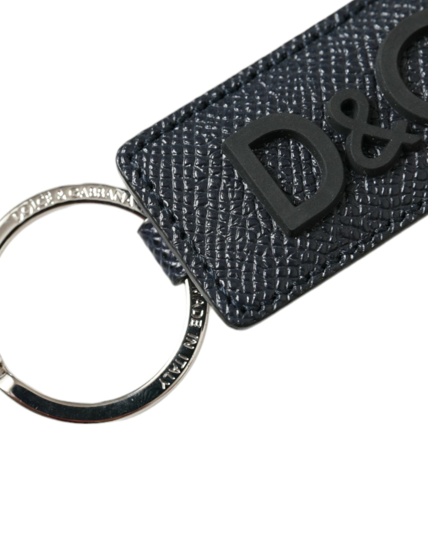 Dolce & Gabbana Elegant Leather Keychain in Black & Silver - KALAJ