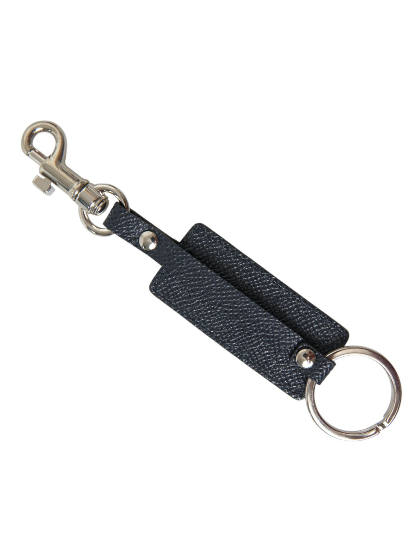 Dolce & Gabbana Elegant Leather Keychain in Black & Silver - KALAJ