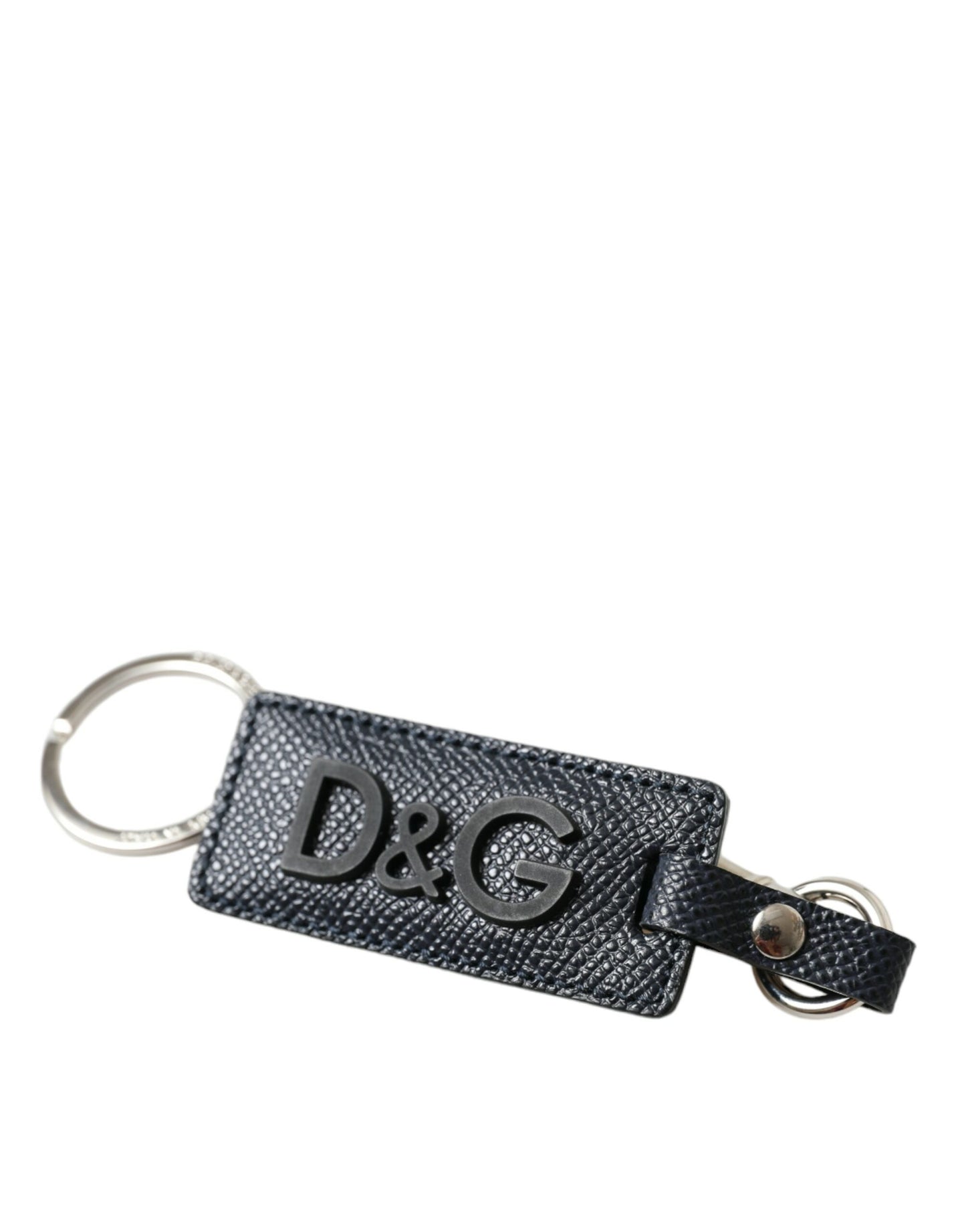 Dolce & Gabbana Elegant Leather Keychain in Black & Silver - KALAJ