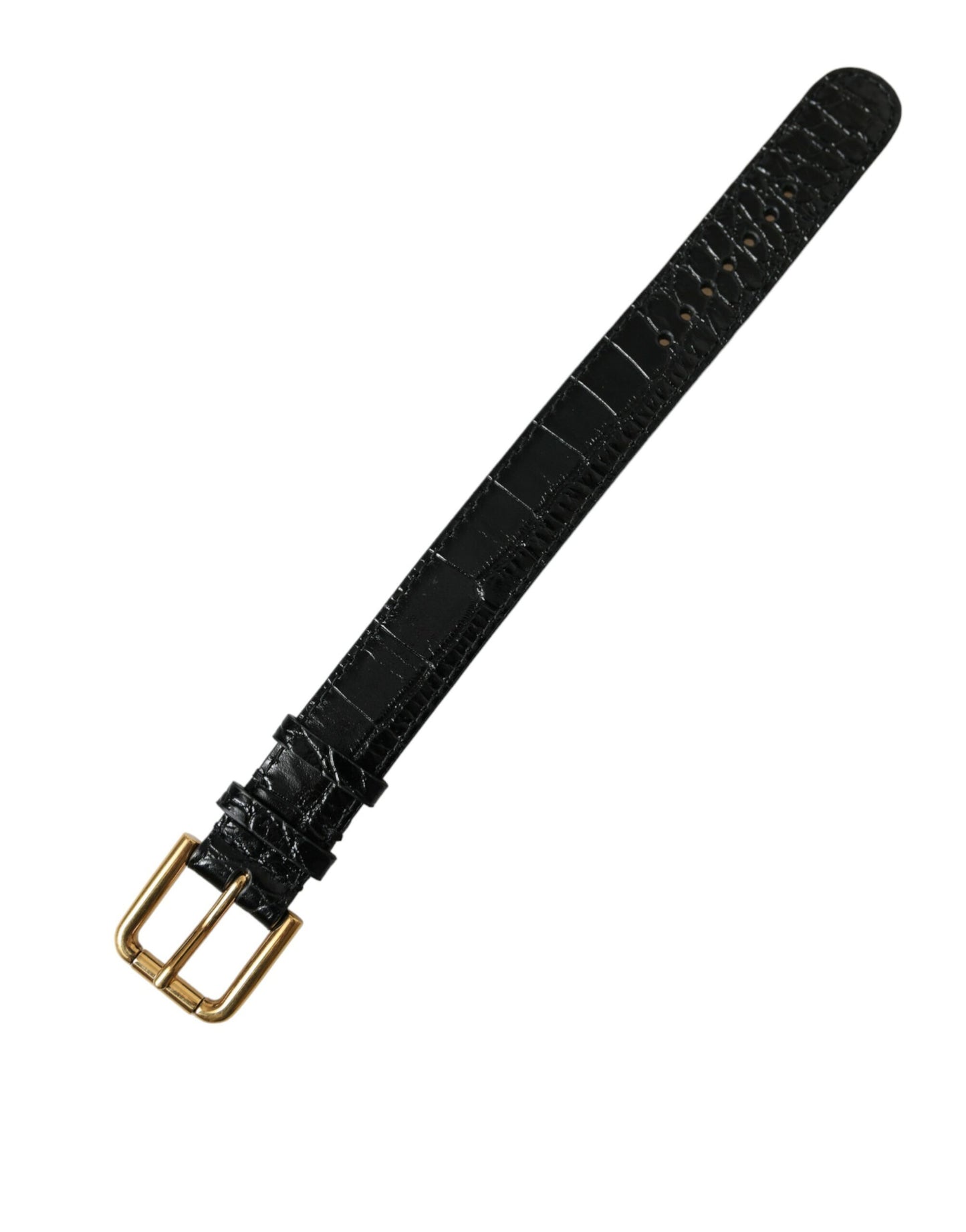 Dolce & Gabbana Elegant Gold Black Leather Bracelet - KALAJ