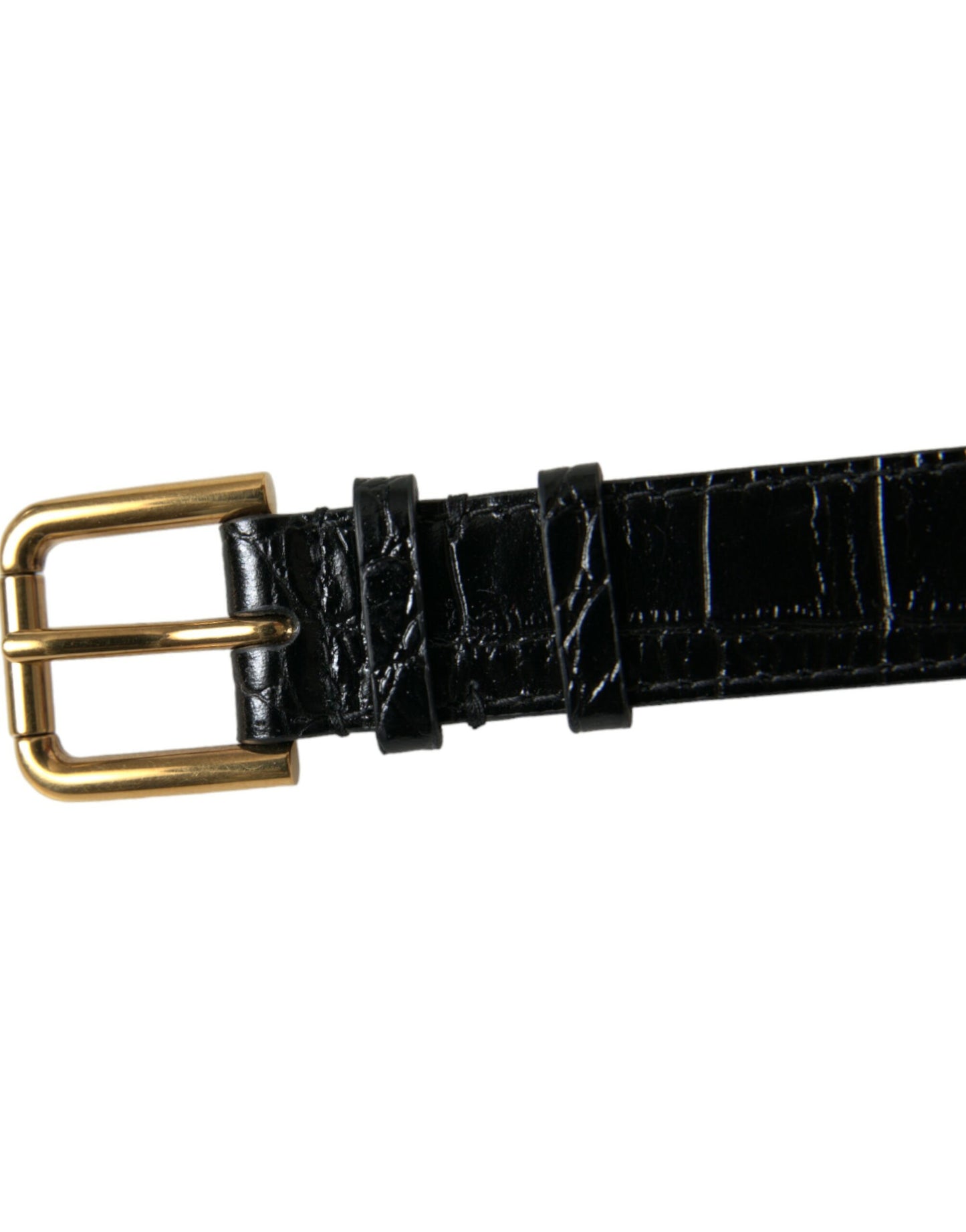 Dolce & Gabbana Elegant Gold Black Leather Bracelet - KALAJ