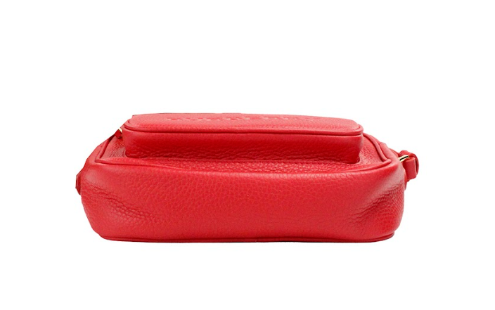 Burberry Small Branded Bright Red Grainy Leather Camera Crossbody Bag - KALAJ