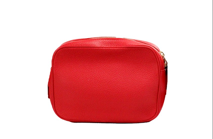 Burberry Small Branded Bright Red Grainy Leather Camera Crossbody Bag - KALAJ